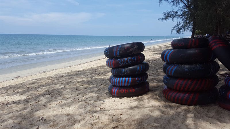 Inner tubes on Muangmagan beach