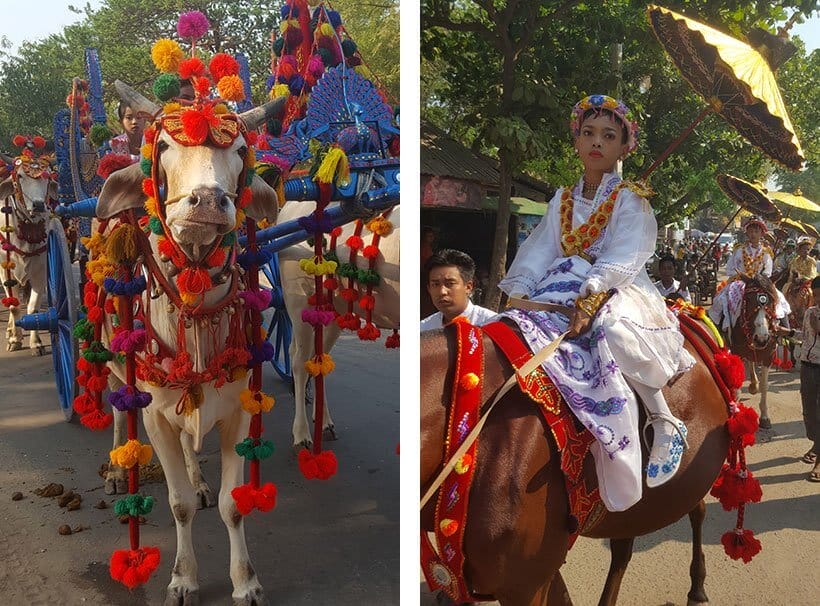 Festival procession in Bagan in Myanmar