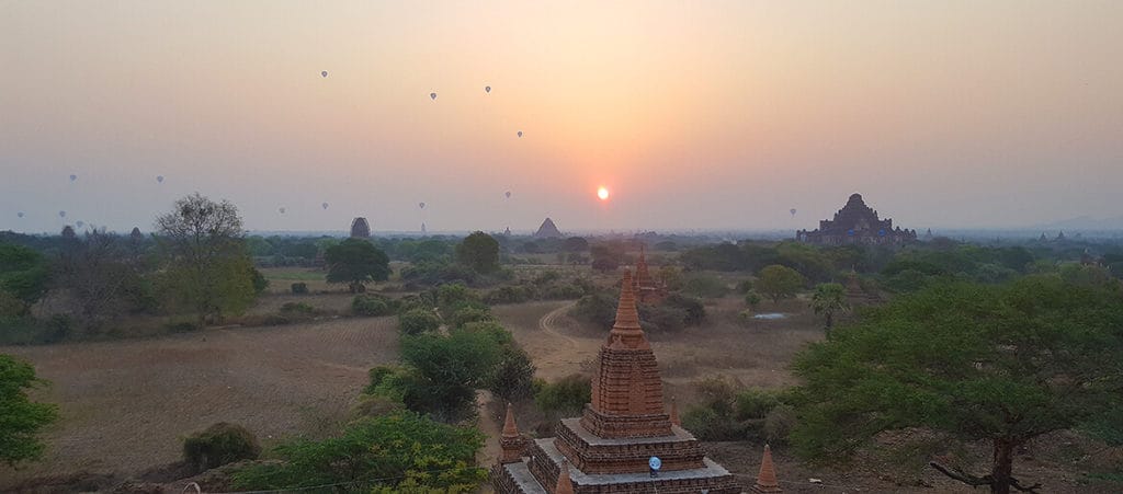 Hot air balloons over Bagan, Myanmar