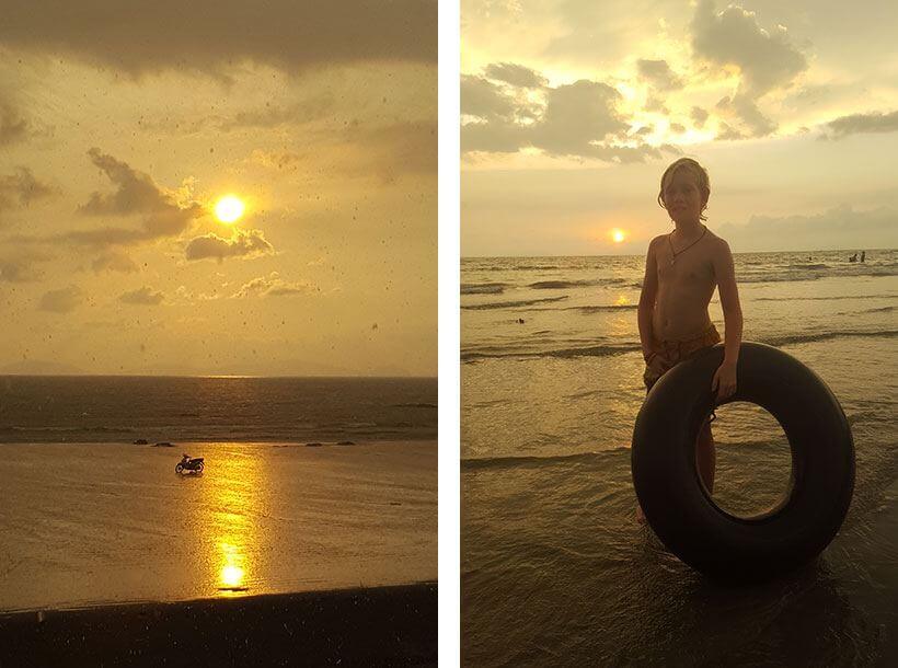 Swimming at maungmagan beach in Myanmar
