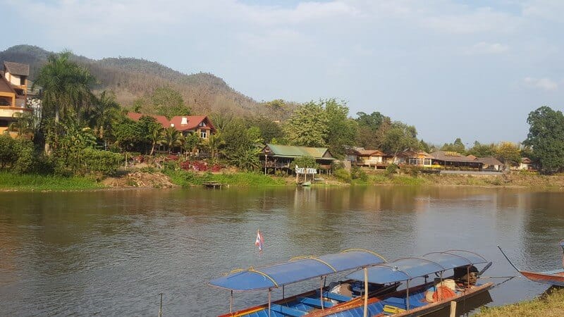 The town on Thathon on the Kok River in Thailand