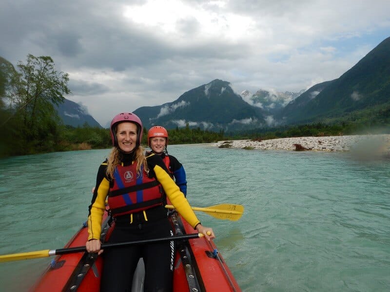 Whitewater rafting on the Soca River in Bovec, Slovenia