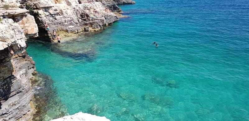 Cliff jumping ans swimming at Cape Kamenjak on the Istrian Peninsula