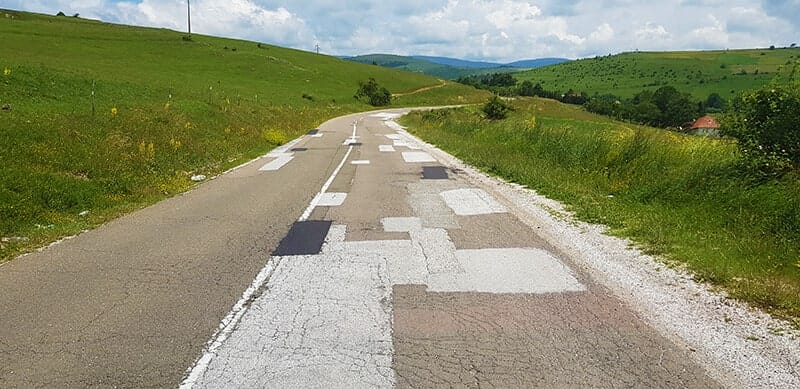 patchworked Serbian roads