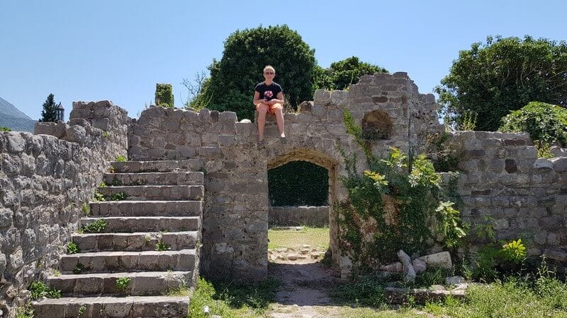 Tai on the ruins at Stari Bar