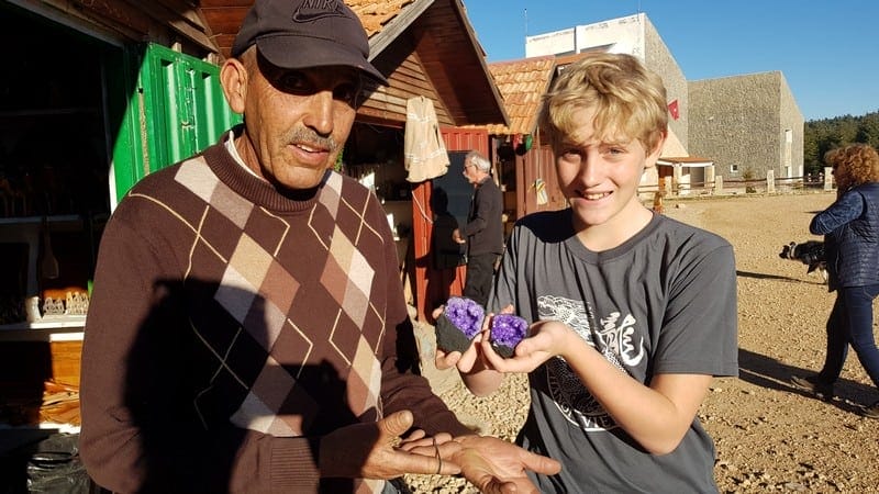 Dyed crystals in Azrou Morocco