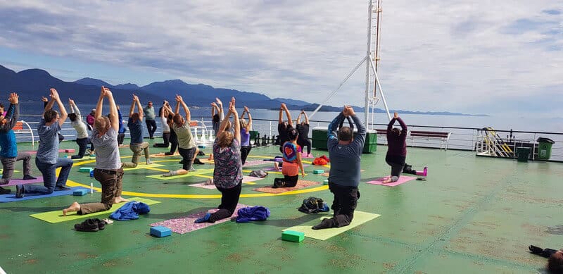 Yoga on the navimag ferry in Chile