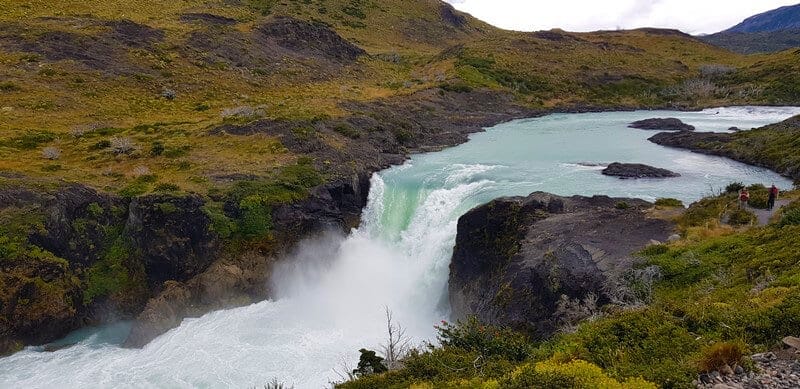 salinas grande waterfall in torres del paine national park