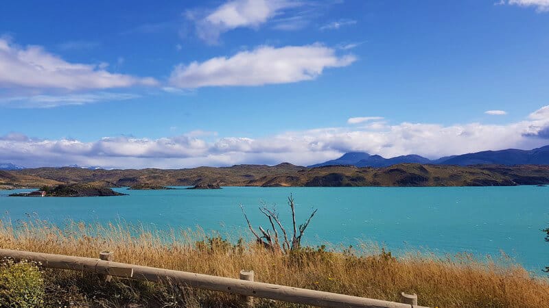 Turquoise lakes in torres del paine national park